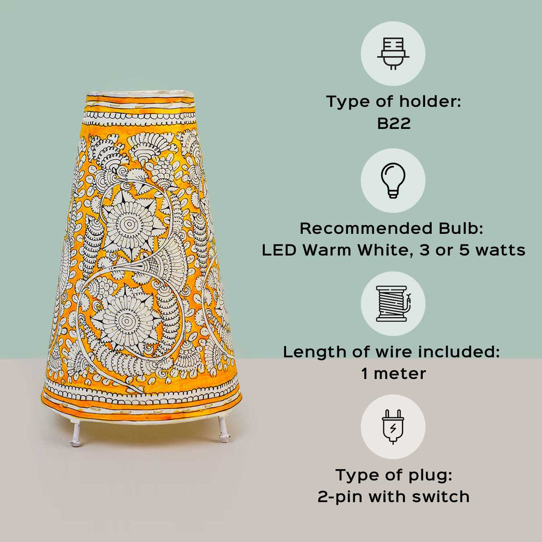 13 inch | Medium Hand Painted Tholu Bommalata Tabletop Lamp
