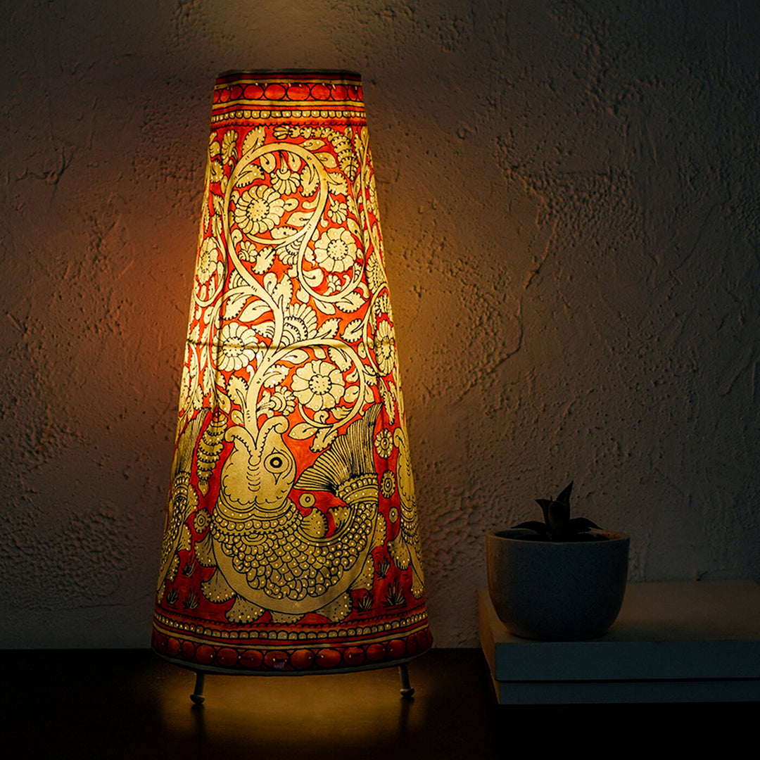 17 inch | Hand Painted Fish Tholu Bommalata Medium Tabletop Lamp