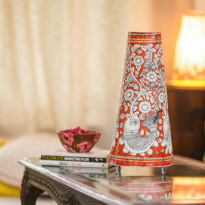 17 inch | Hand Painted Fish Tholu Bommalata Medium Tabletop Lamp