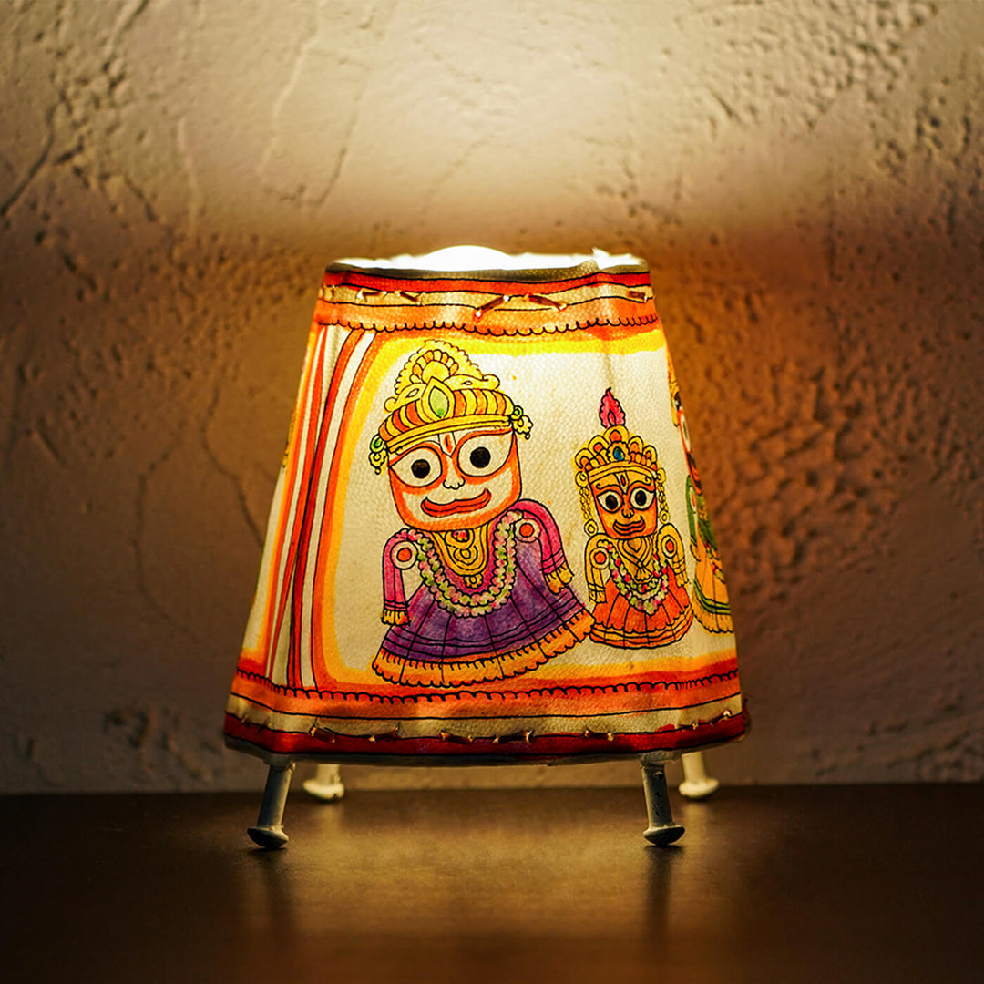 6 inch | Hand Painted Tholu Bommalata Small Tabletop Lamp
