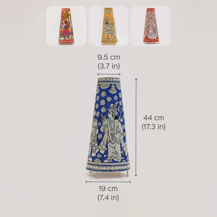17 inch | Hand Painted Fish Tholu Bommalata Medium Tabletop Lamp