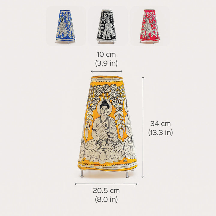 13 inch | Medium Hand Painted Tholu Bommalata Tabletop Lamp