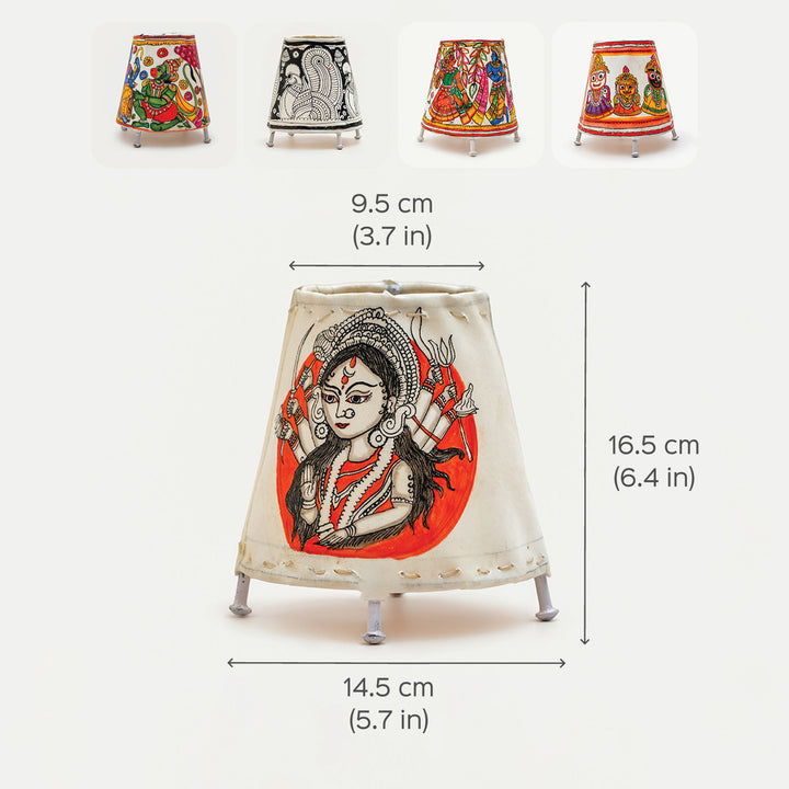 6 inch | Hand Painted Tholu Bommalata Small Tabletop Lamp