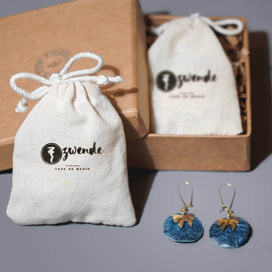 Paper Mache Wild Leaf Dangler - Blue