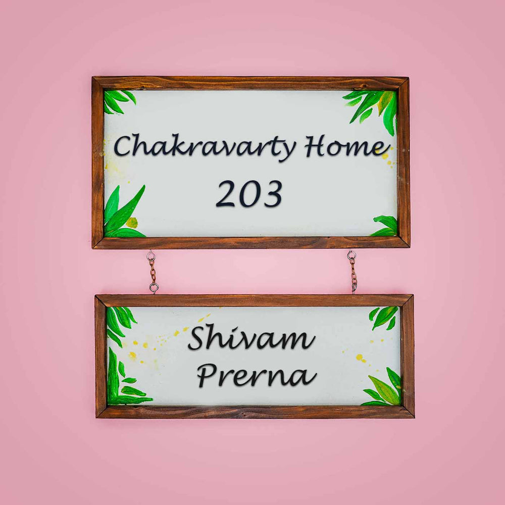 Handcrafted Personalized Pinewood Hanging Name Plate - Hanging Wall Sign Front View
