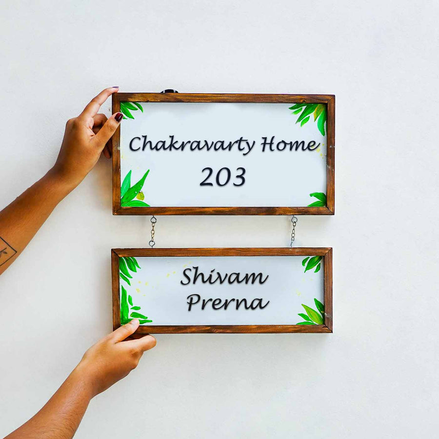 Handcrafted Personalized Pinewood Hanging Name Plate - Hand-Held Dual Plate Sign Display