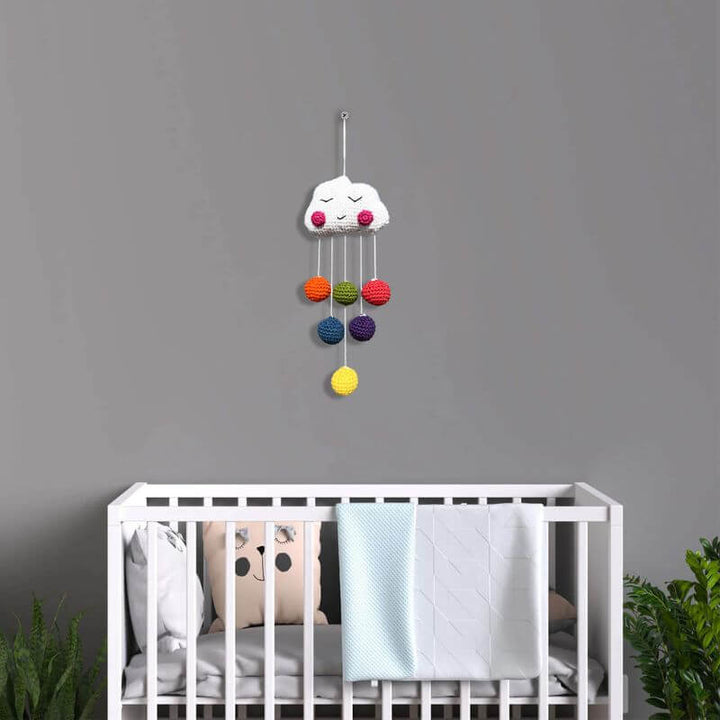 Handcrafted Crochet Cloud Hanging For Baby's Crib
