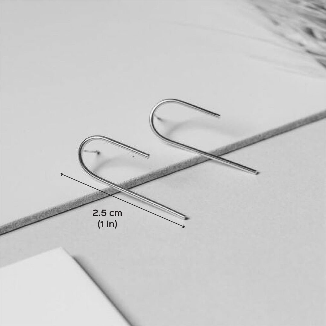 Handmade U Shaped Minimalist Stud Brass Earrings
