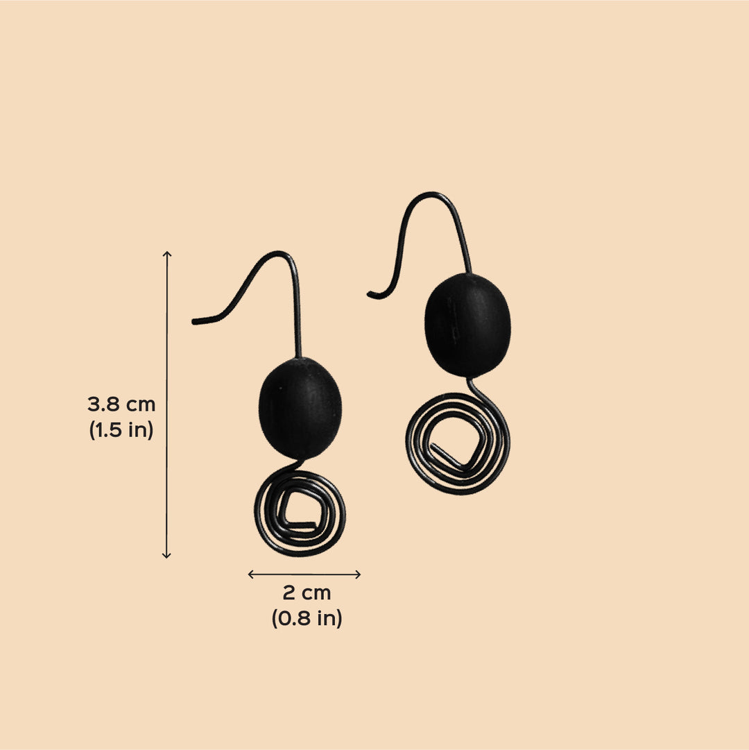 Handmade Brown Spiral Design Lotus Seed Earrings