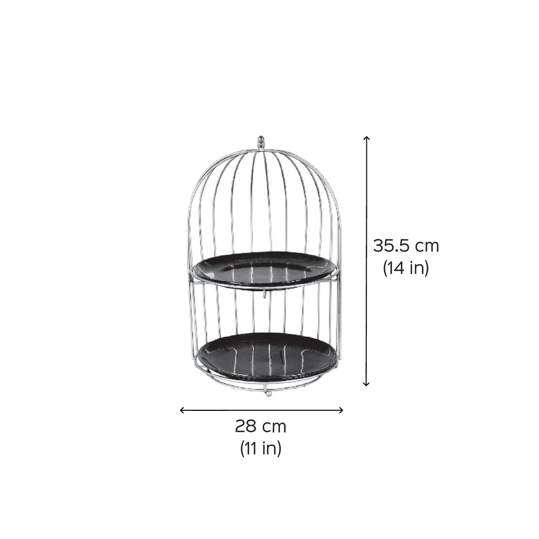 Handmade Two Layer Cage Shaped Platter With Plates | Set Of 3