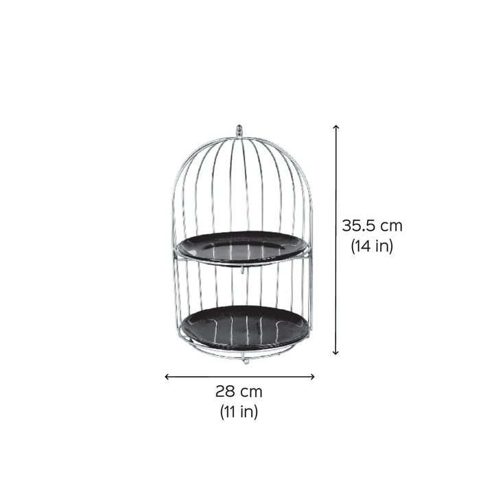 Handmade Two Layer Cage Shaped Platter With Plates | Set Of 3