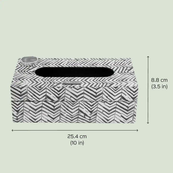 Blue Cotton Fabric Coated MDF Tissue Box With Agate Accent