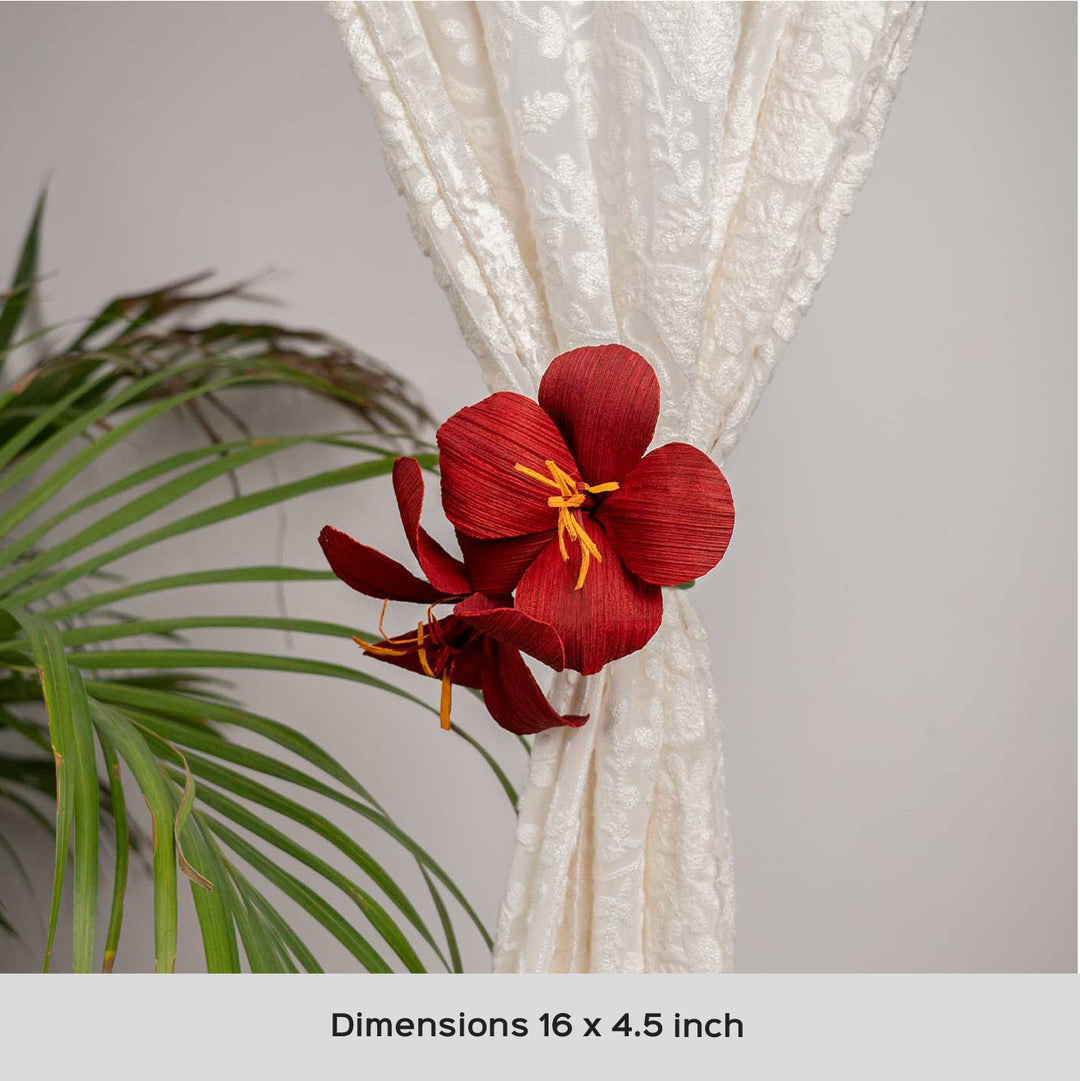 Handmade Hibiscus Design Areca Nut Curtain Tie-Back
