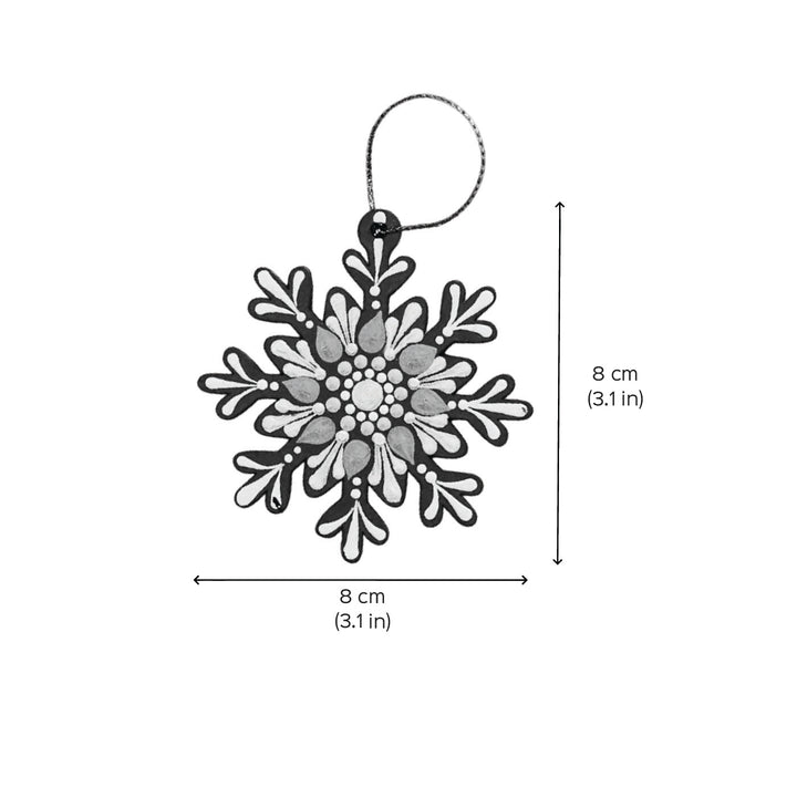 Hand-Painted Snowflake Dot Art Mdf Wood Ornament For Christmas Tree Decoration