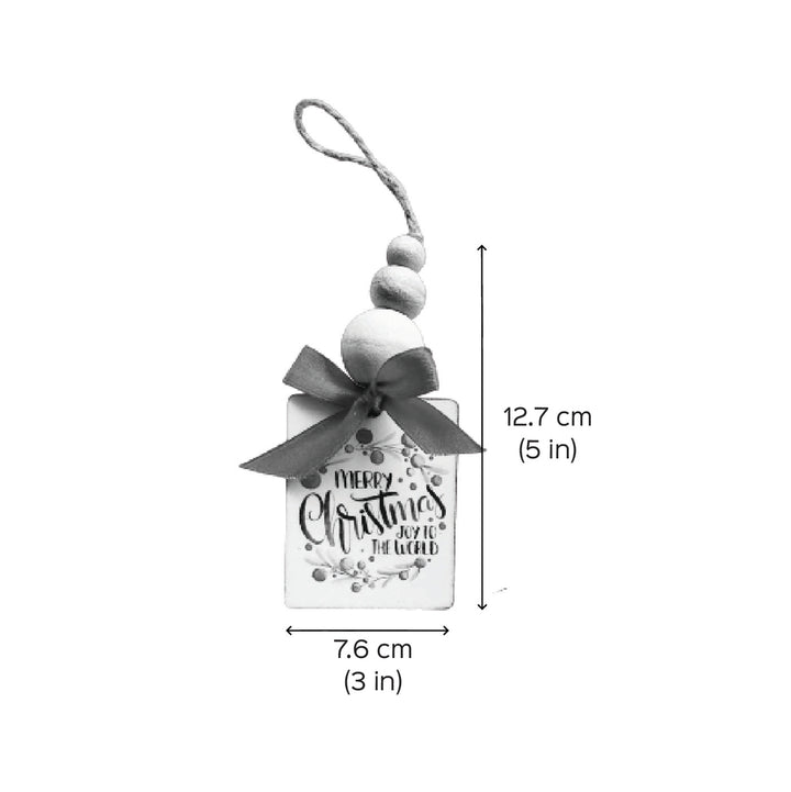 Printed Beaded Mdf Wood Ornaments For Christmas Tree Decoration | Set Of 2