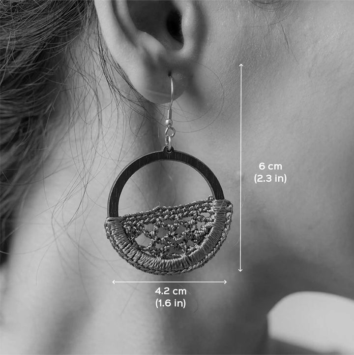 Handmade Crochet Beige Jharokha Earrings