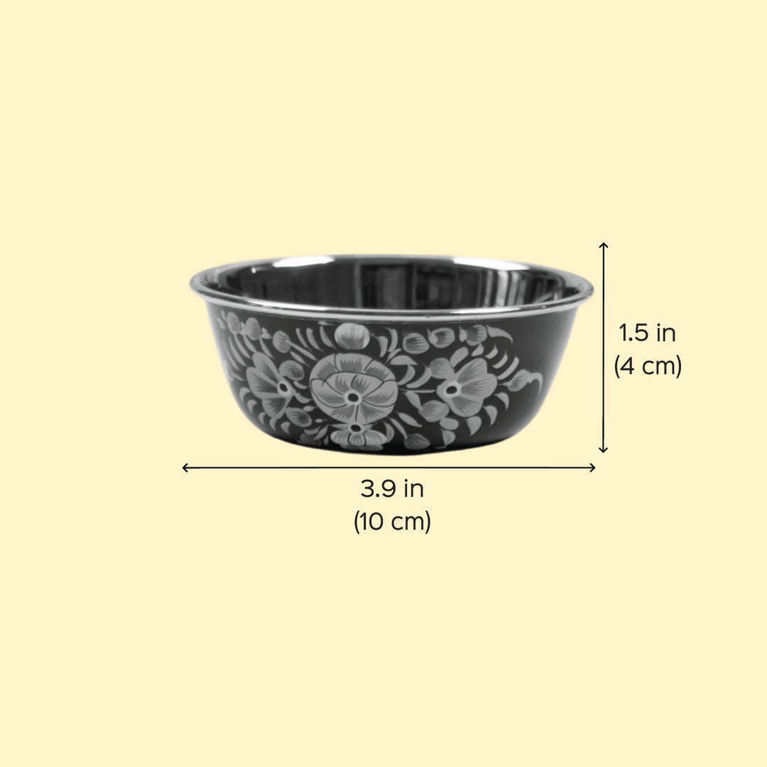 2Pc | Hand-Painted Floral Kashmiri Art Stainless Steel Small Bowls