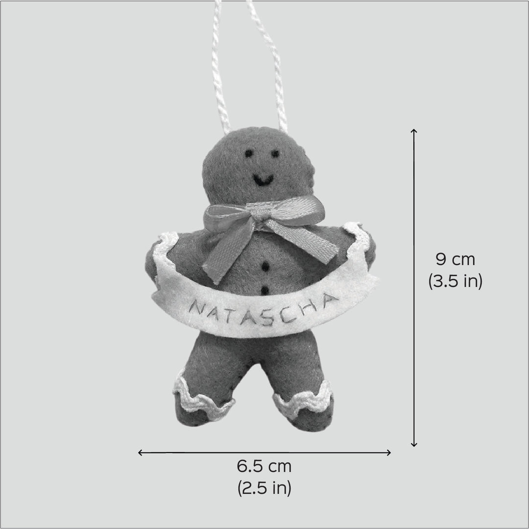 Handmade Personalized Felt Gingerbread Man Christmas Ornament