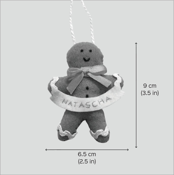 Handmade Personalized Felt Gingerbread Man Christmas Ornament
