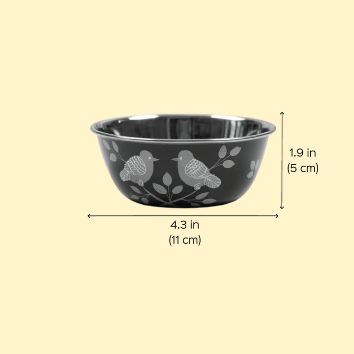 2Pc | Hand-Painted Blue Birds Kashmiri Art Stainless Steel Medium Bowls