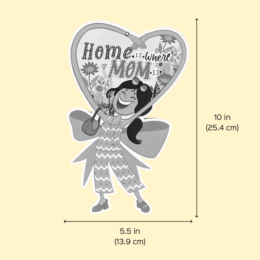 Printed "Home is where mom is" MDF Table Decor With Foldable Stand