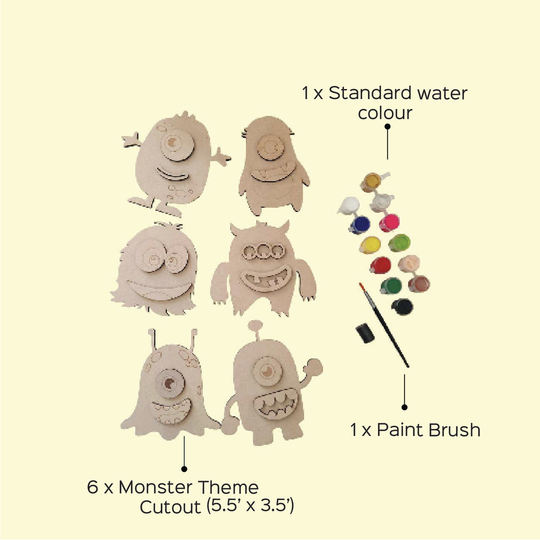 Handmade Monster Theme DIY Fridge Magnets Color Art Kit | Set of 8