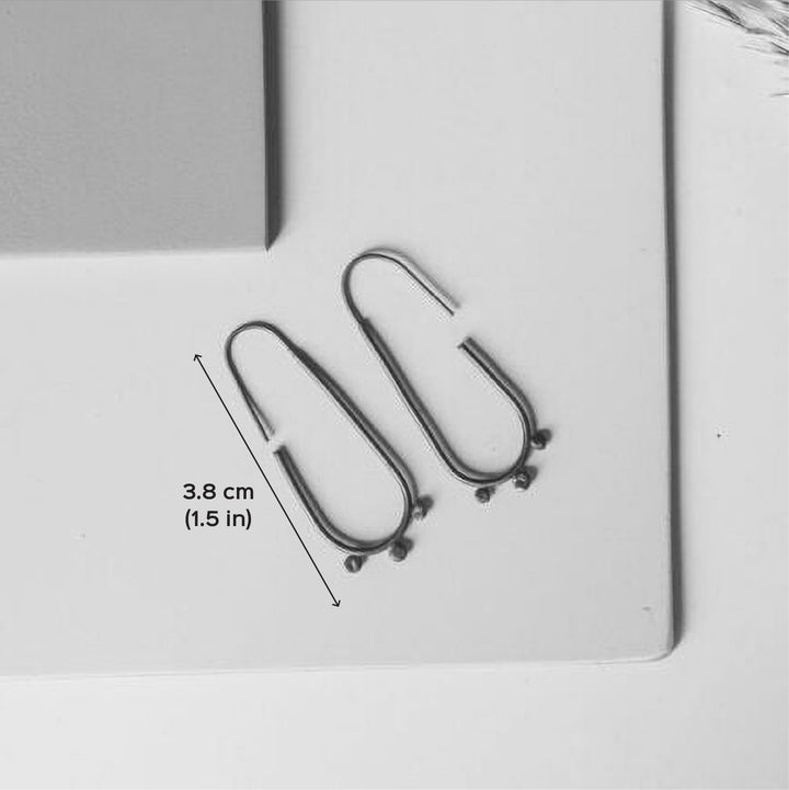 Handmade Oval Shaped Grain Hoops Brass Earrings
