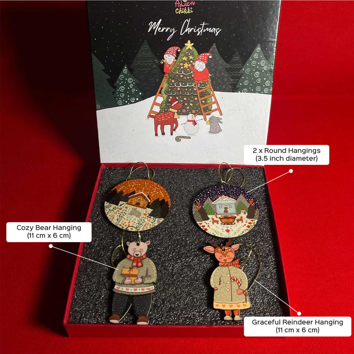 Hand Illustrated Winter Keepsakes Christmas Hamper | Includes Hangings And Box
