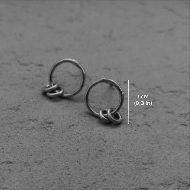 Handmade Minimalist Round Stud With Hanging Brass Earrings