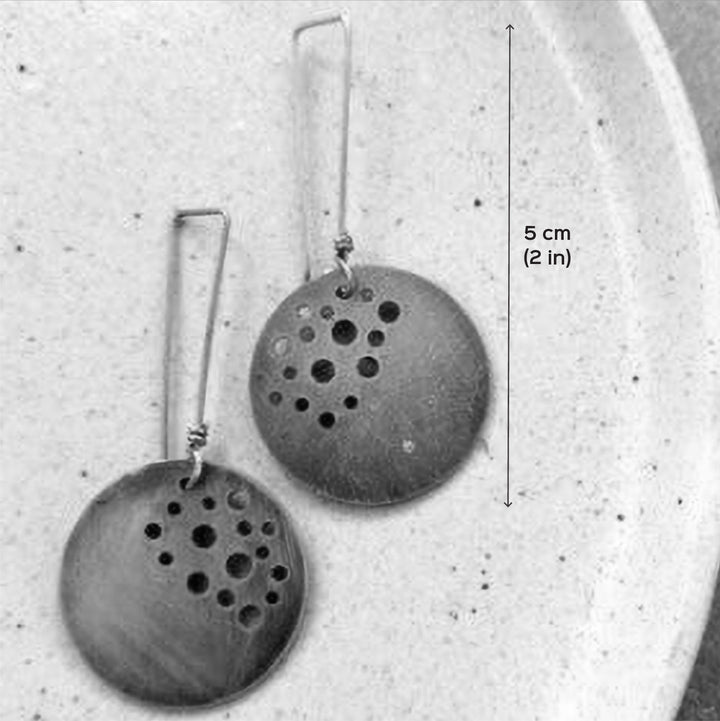 Modern Circular Pattern Brass Earrings