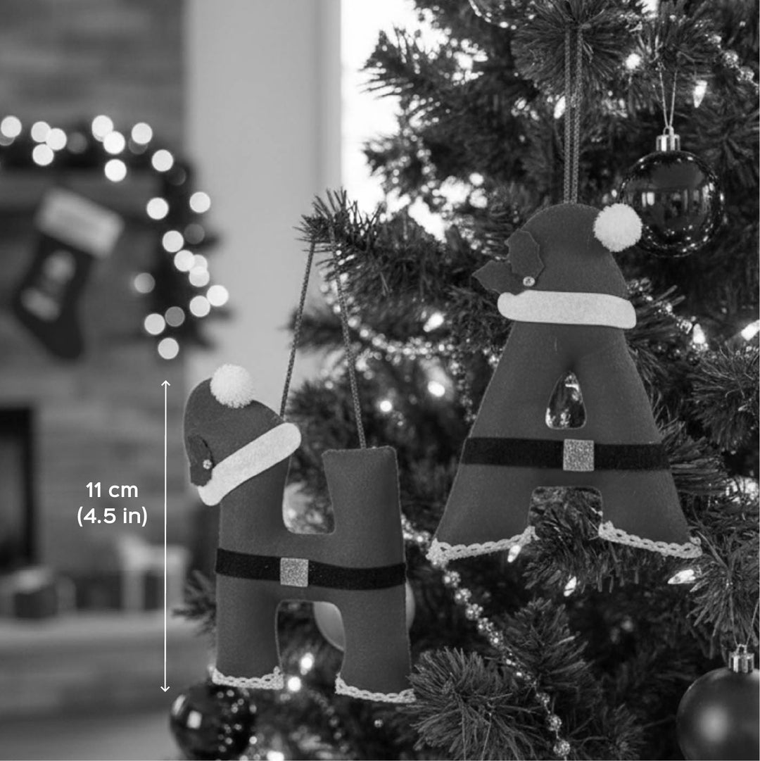 Handmade Felt Monogram Christmas Ornaments With Santa Hat
