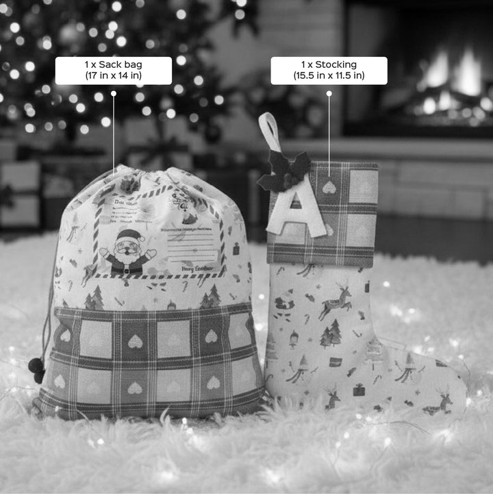 2 Pc | Personalized Dear Santa Christmas Stocking And Gift Sack Combo