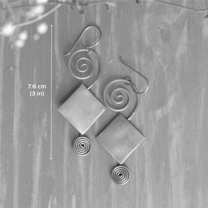 Modern Rhombus Spiral Brass Earrings