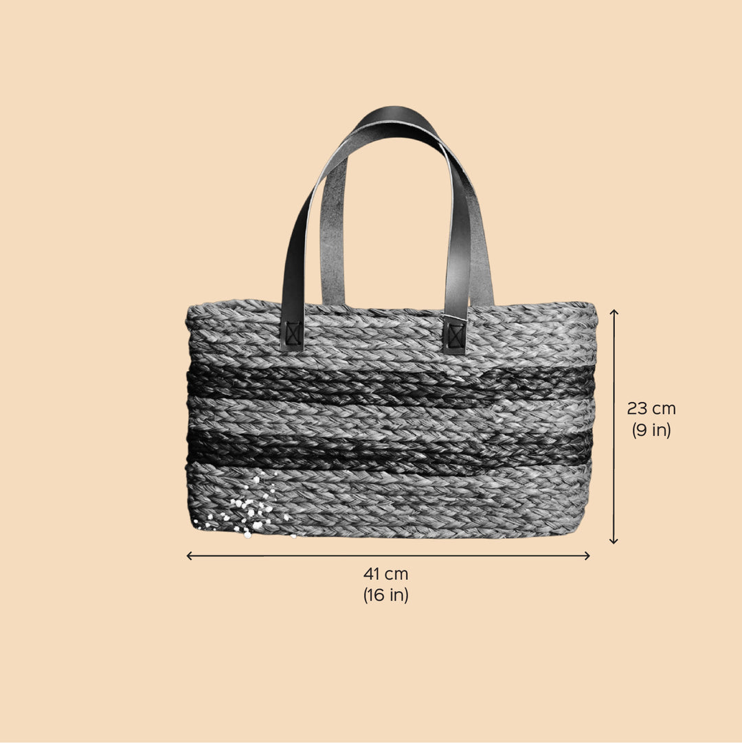 Handmade Grass Woven Single Striped Red Sabai Mesh Handbag