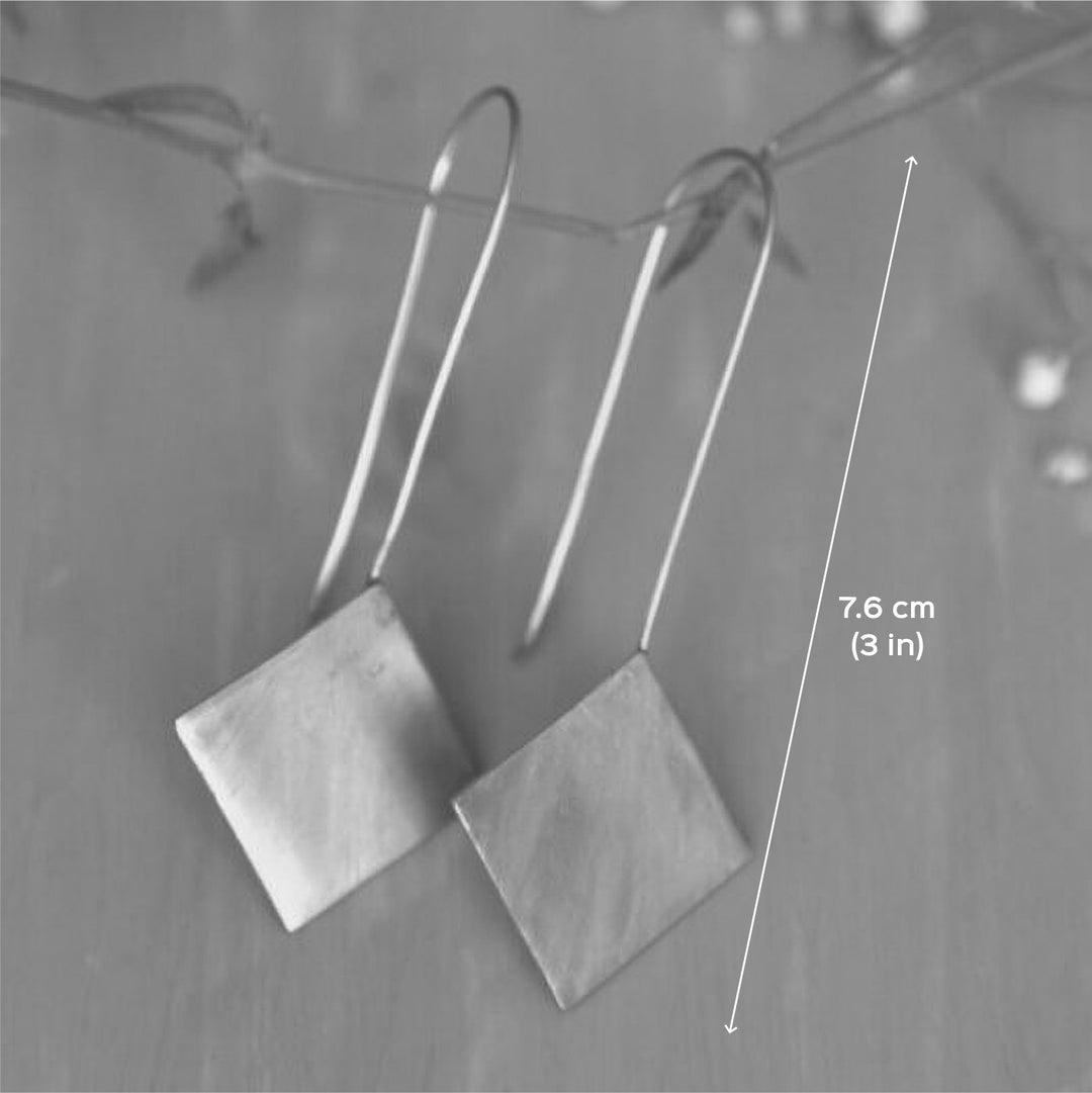 Minimalistic Rhombus Hooks Brass Earrings