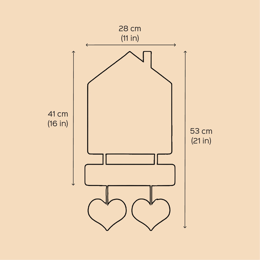 Printed Wooden House Shaped Owl Nameplate for Couples