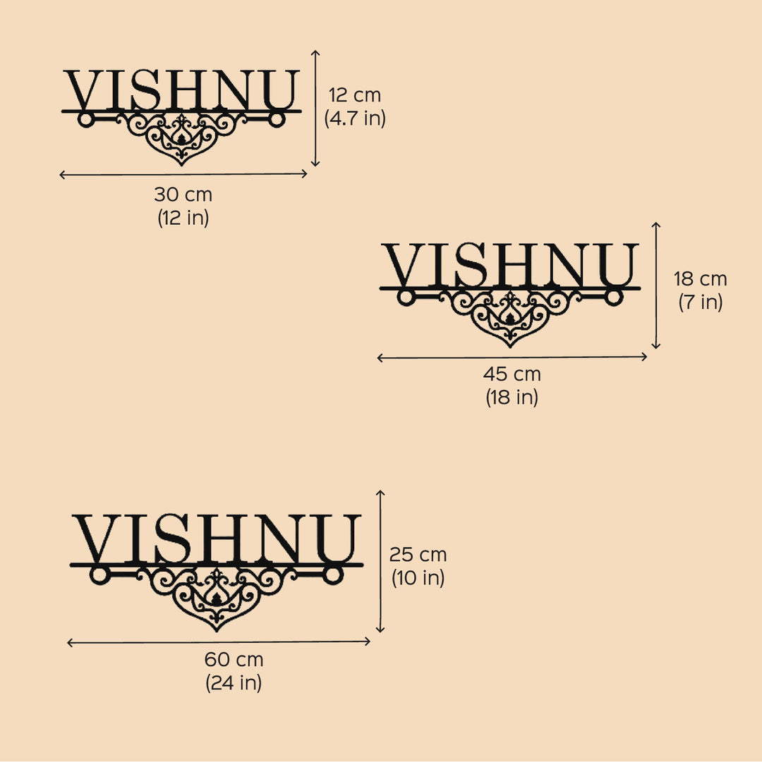 Personalized Laser Cut Elegant Design Steel Name Plate - Dimension Chart with Multiple Sizes