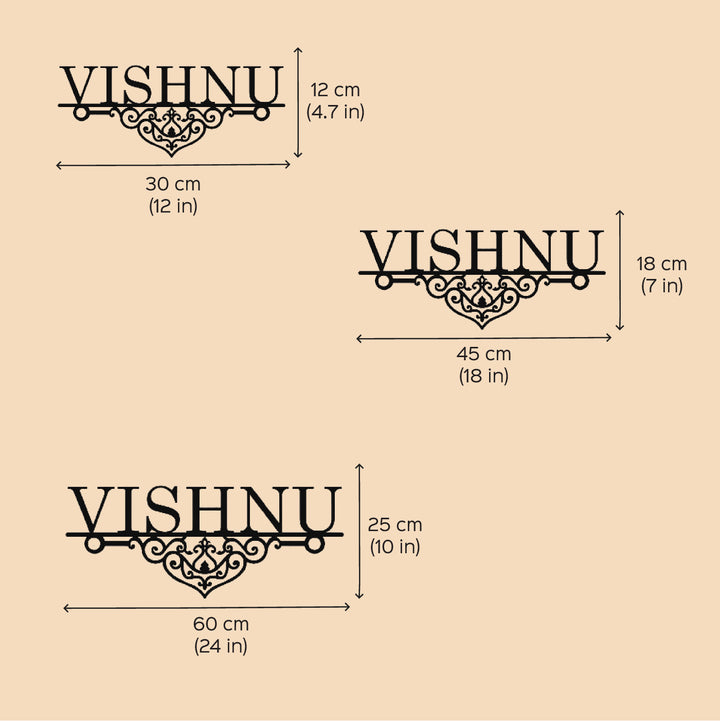 Personalized Laser Cut Elegant Design Steel Name Plate - Dimension Chart with Multiple Sizes