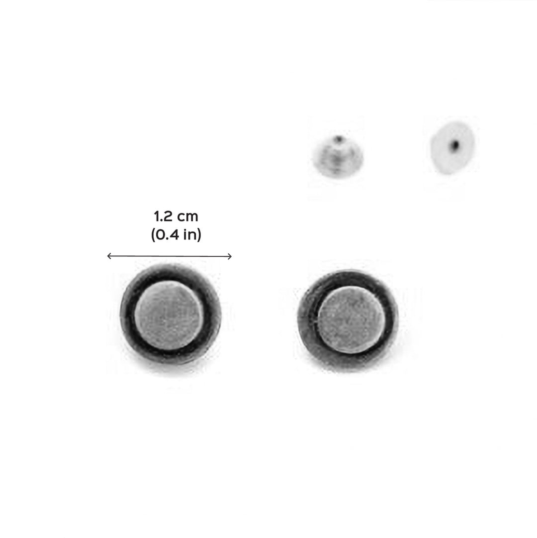 Handmade Mixed Metal Button Stud Copper Earrings
