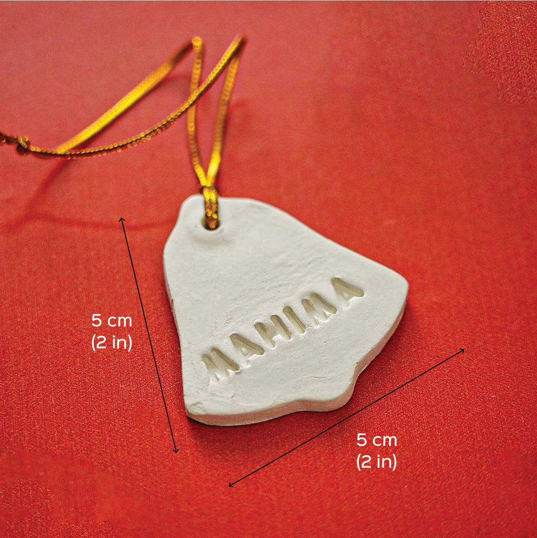 Set of 4 | Personalized Bell Embossed Clay Ornament For Christmas Tree Decoration