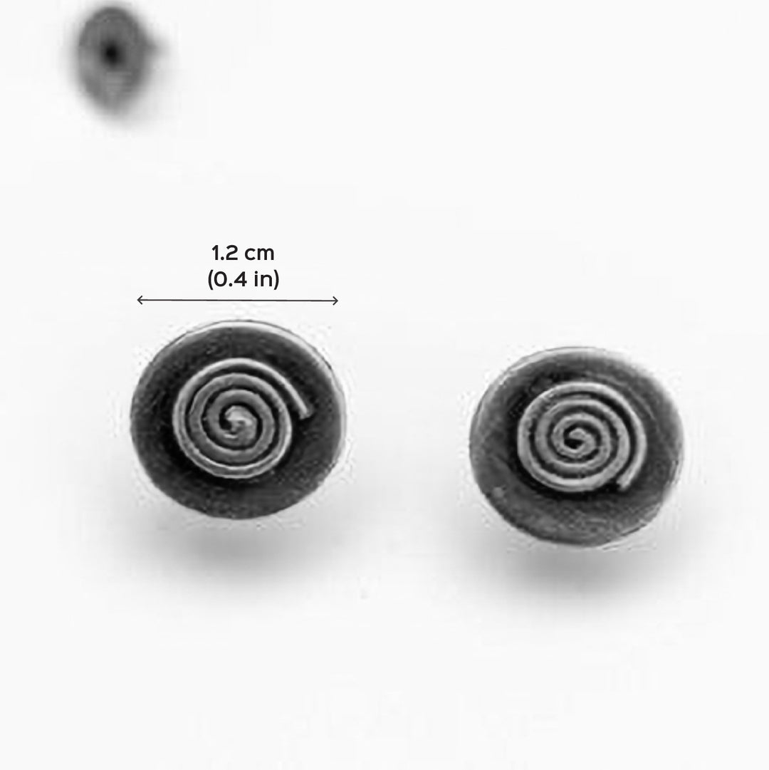 Handmade Spiral Stud Copper Earrings