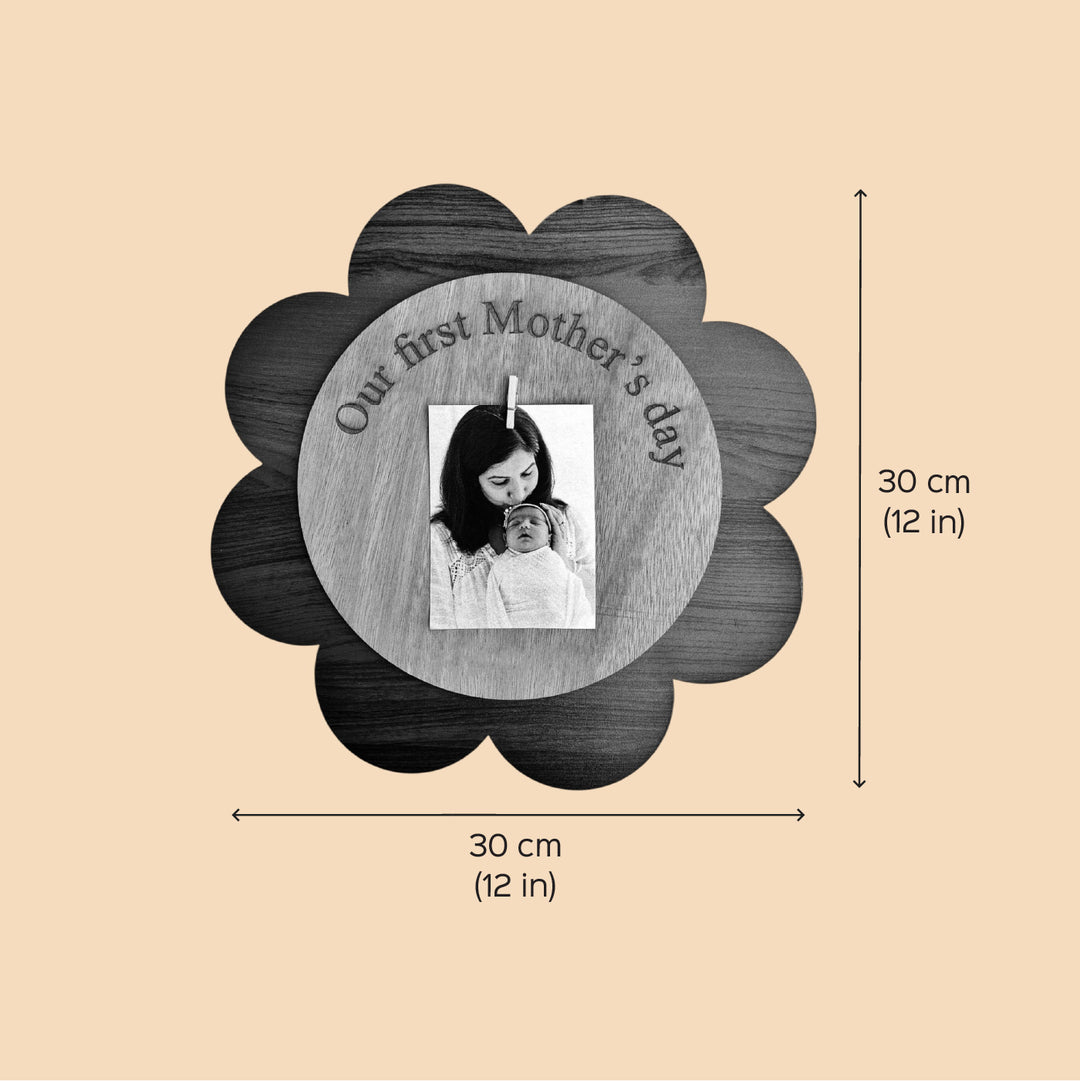 Photo Personalized Laser Cut "Our First Mother's Day" Wooden Decorative Plaque