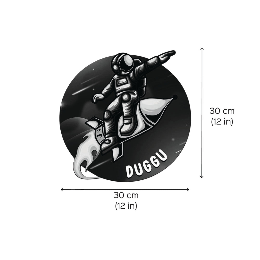Personalised Astronaut Space Themed 3D Nameplate For Kids - Dimension Chart with Name Example