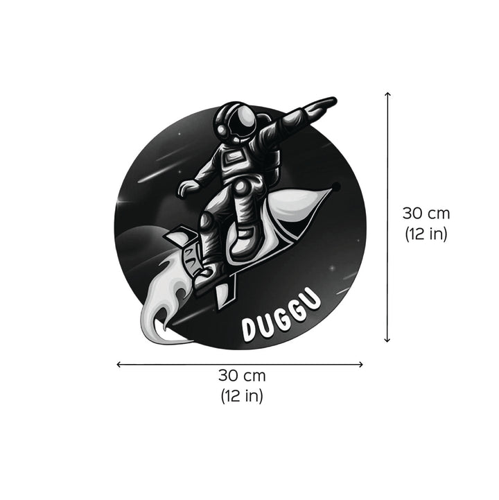 Personalised Astronaut Space Themed 3D Nameplate For Kids - Dimension Chart with Name Example