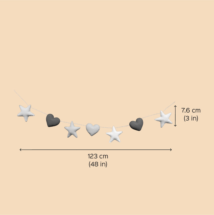 Handmade Stars & Hearts Theme Felt Bunting For Kids