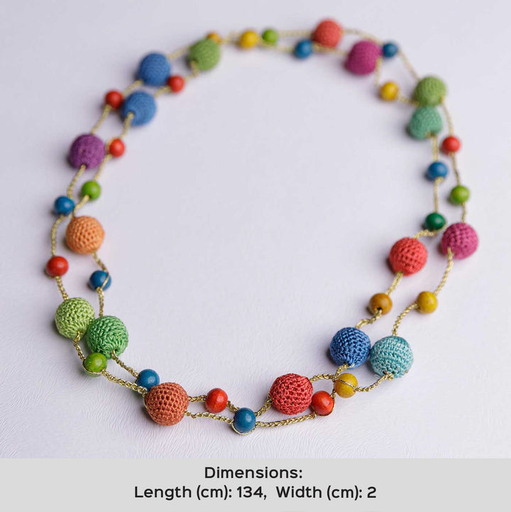 Handmade Crochet Multicolor Large Beads Mela Necklace