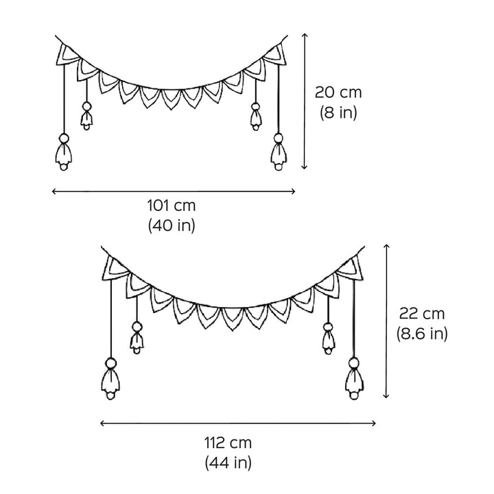 40 / 44 In | Handmade Pink Floral Toran With Side Hangings