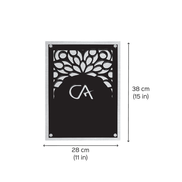 Personalized Shiny Gold Acrylic Name Plate - Front View with Dimensions