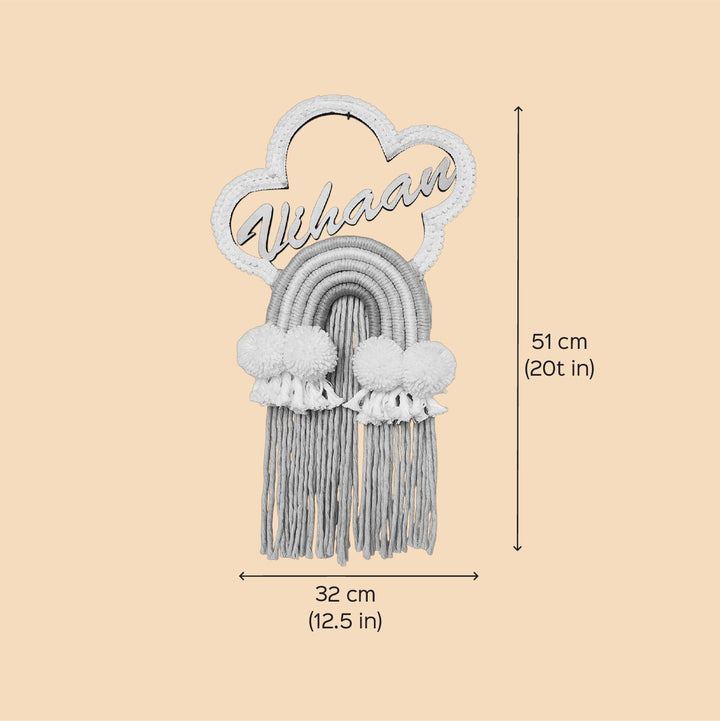Personalized Macrame Cloud Theme Name Plate