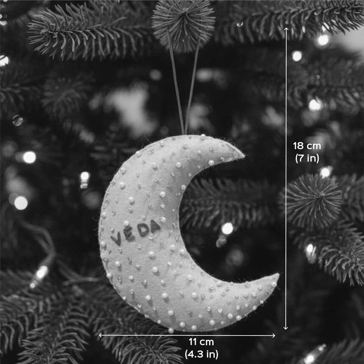 Personalized Handmade Felt Moon Christmas Ornament